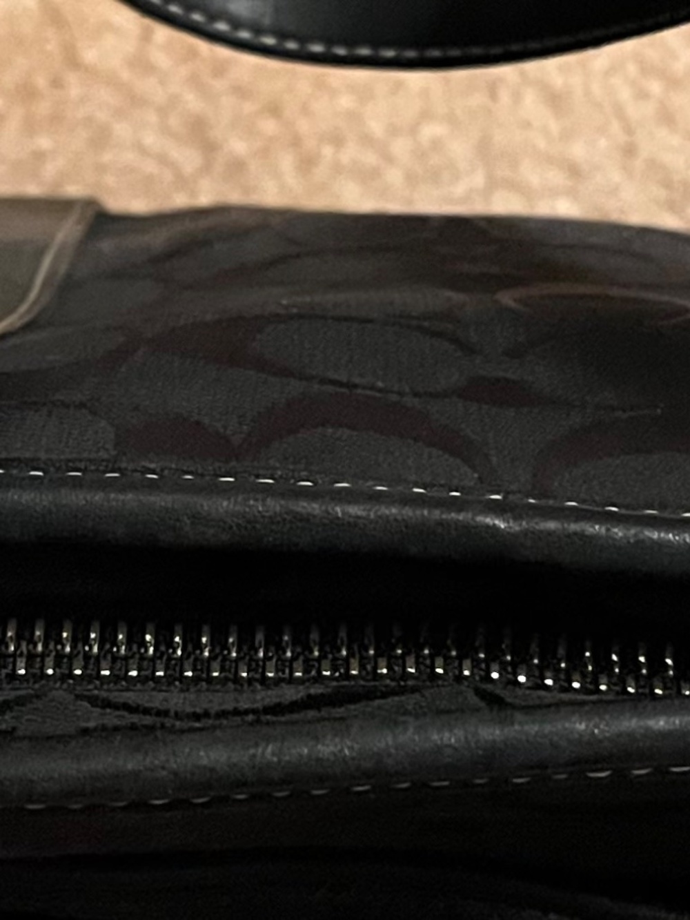 Coach handbag purse black jacquard with leather trim - Picture 5 of 8